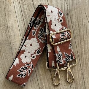 Wide Guitar Embroidered Floral Boho Purse Bag Strap